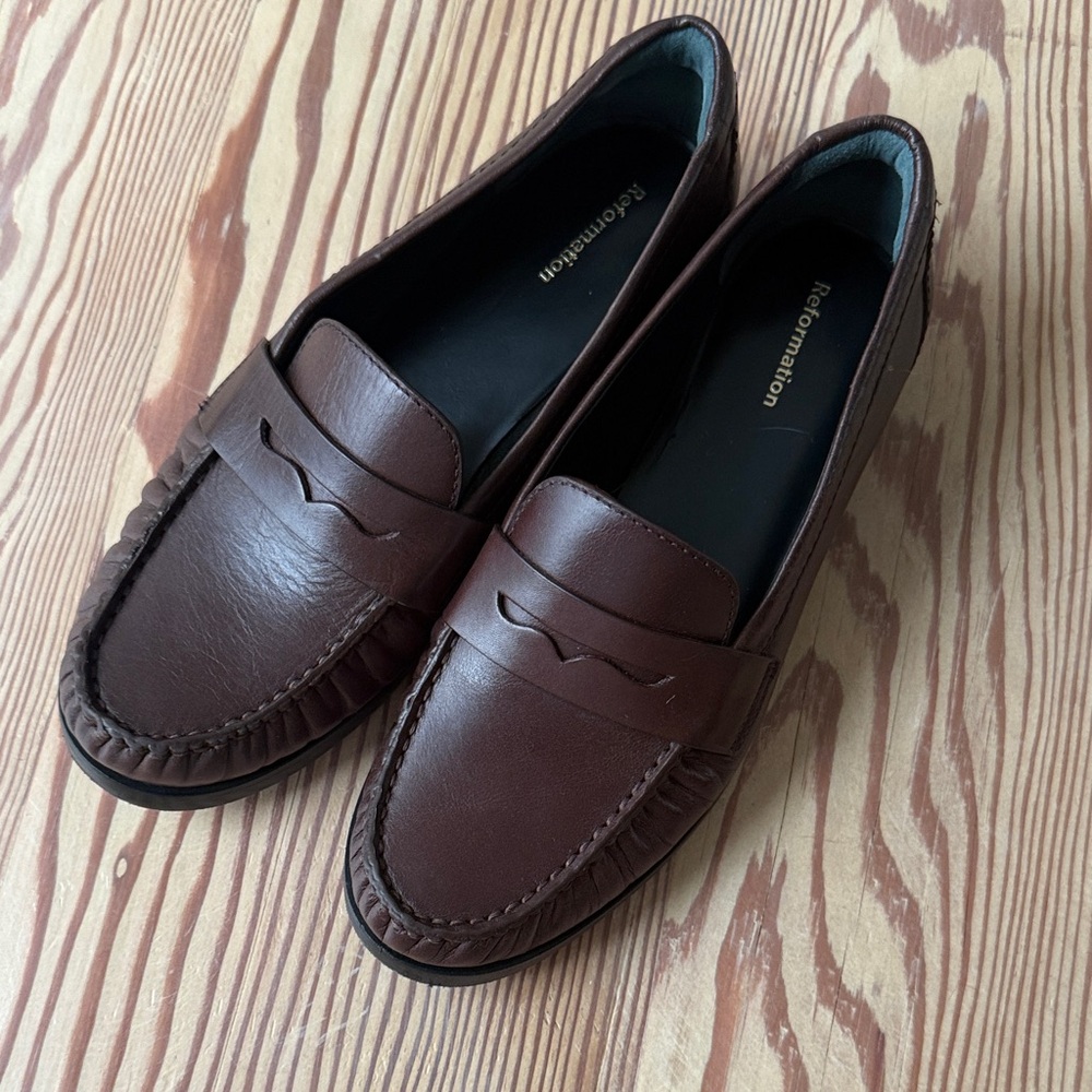 Brown reformation loafers